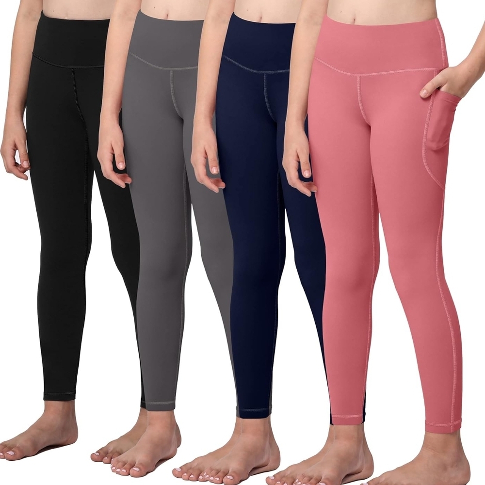 Youth Active Leggings Set - Black, Gray, Navy, and Pink. SET OF 4